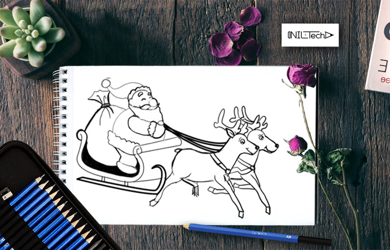 Premium Photo | A drawing of a santa claus on a book